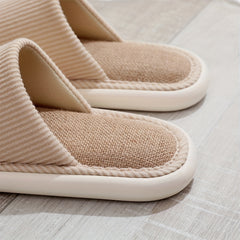 Women's Open Toe Linen Slippers Soft Sole Slip On Shoes