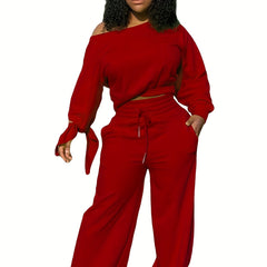One Shoulder Fleece Top & Pants Set