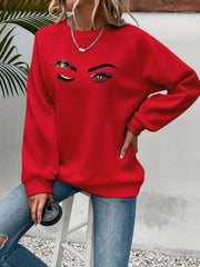 Graphic Print Crew Neck Sweatshirt for Women