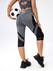 Breathable Yoga Leggings with Phone Pocket and Soft Mesh Contrast
