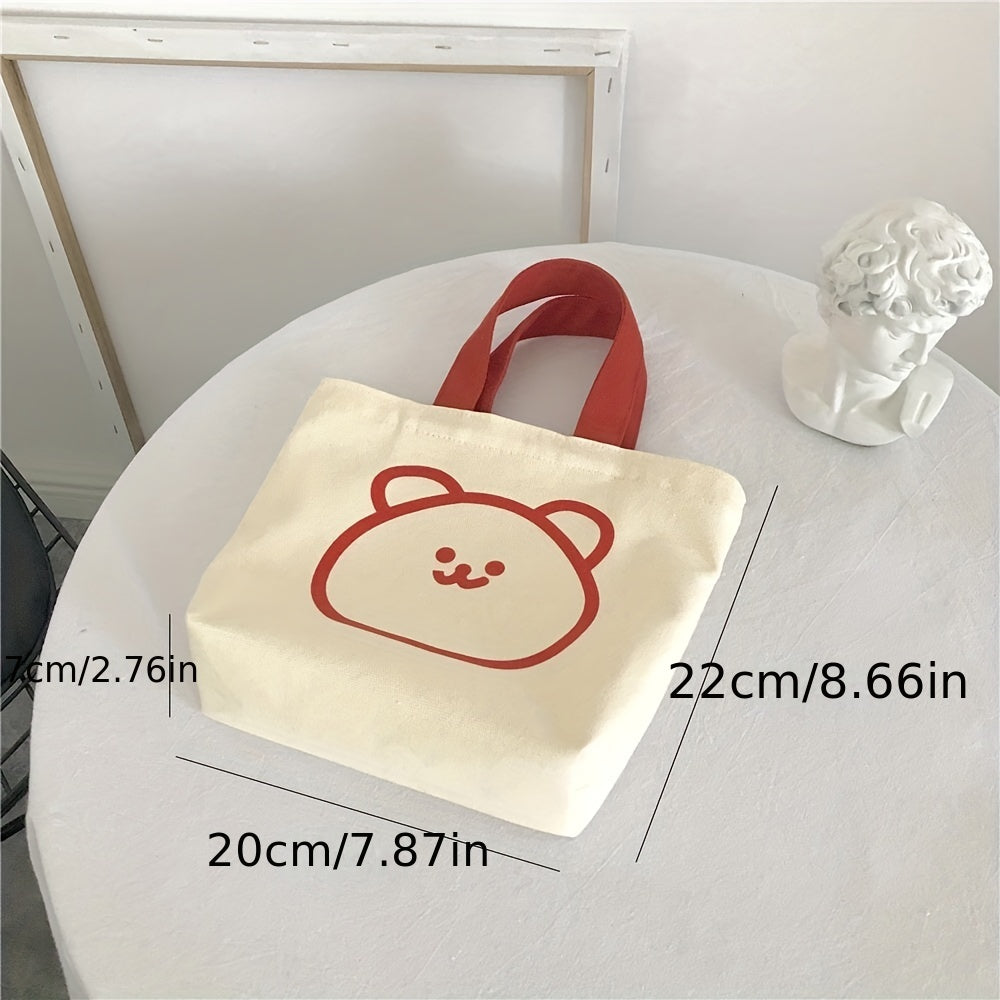 Mini Cartoon Bear Canvas Tote Bag Handbag Bento Tote