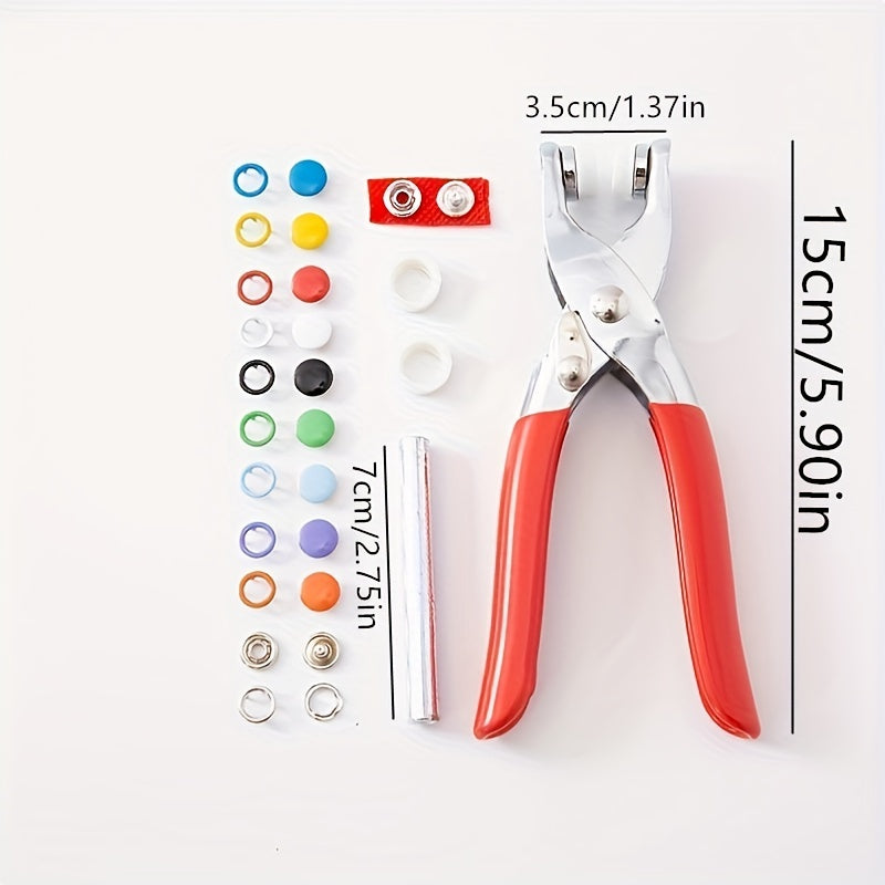 100pcs Mixed Metal Sewing Buttons Kit with Fasteners Plier Tool Kit