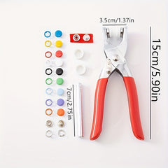 100pcs Mixed Metal Sewing Buttons Kit with Fasteners Plier Tool Kit