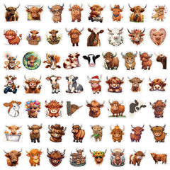 Highland Cow Stickers Vintage Vinyl Decals for Laptops Phones Cars Bikes