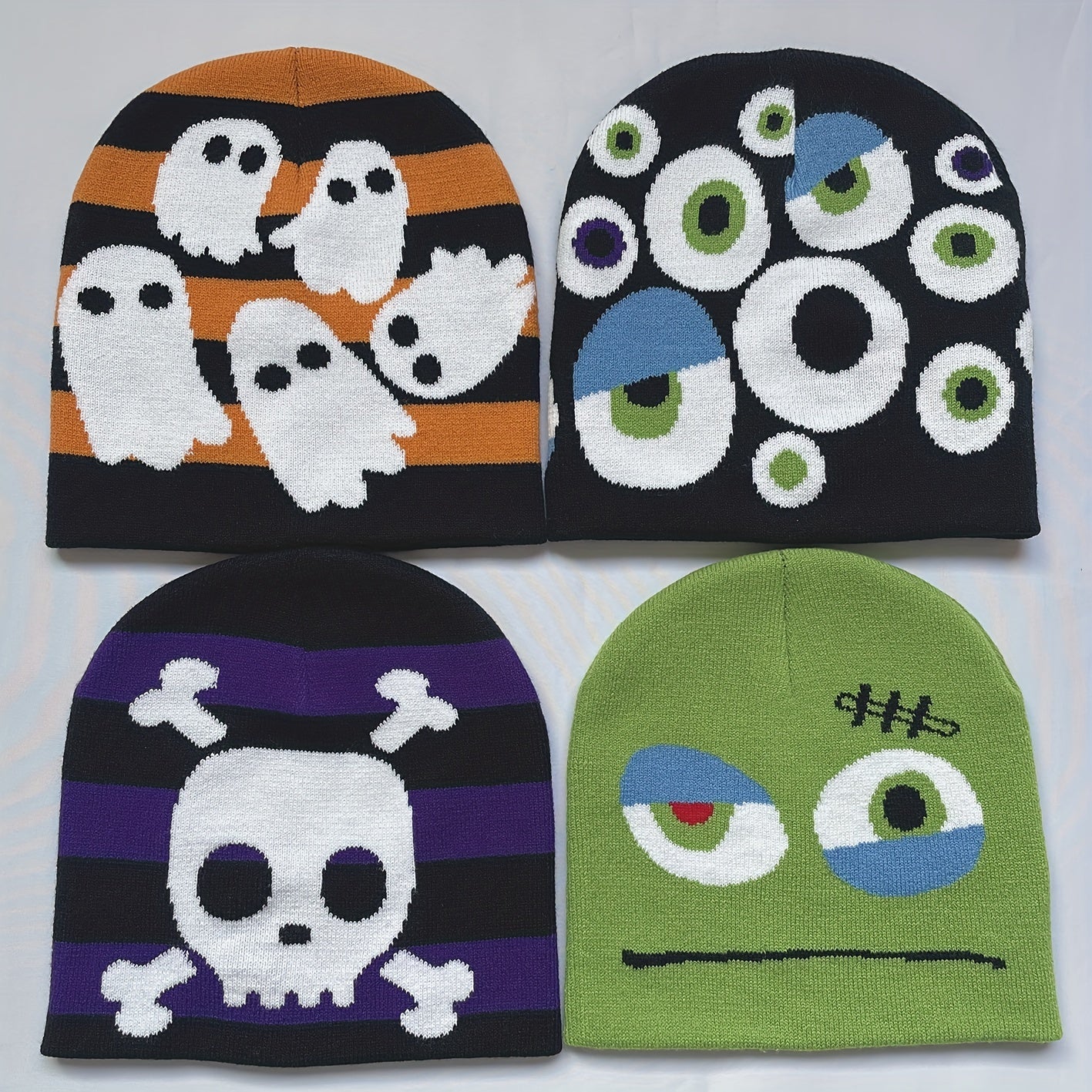Fashionable Windproof Knit Beanie Hat Pirate Cartoon Embroidery