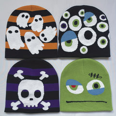 Fashionable Windproof Knit Beanie Hat Pirate Cartoon Embroidery