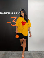 Graphic Print 2pc Set Crew Neck + Biker Shorts Outfit Women's Clothing