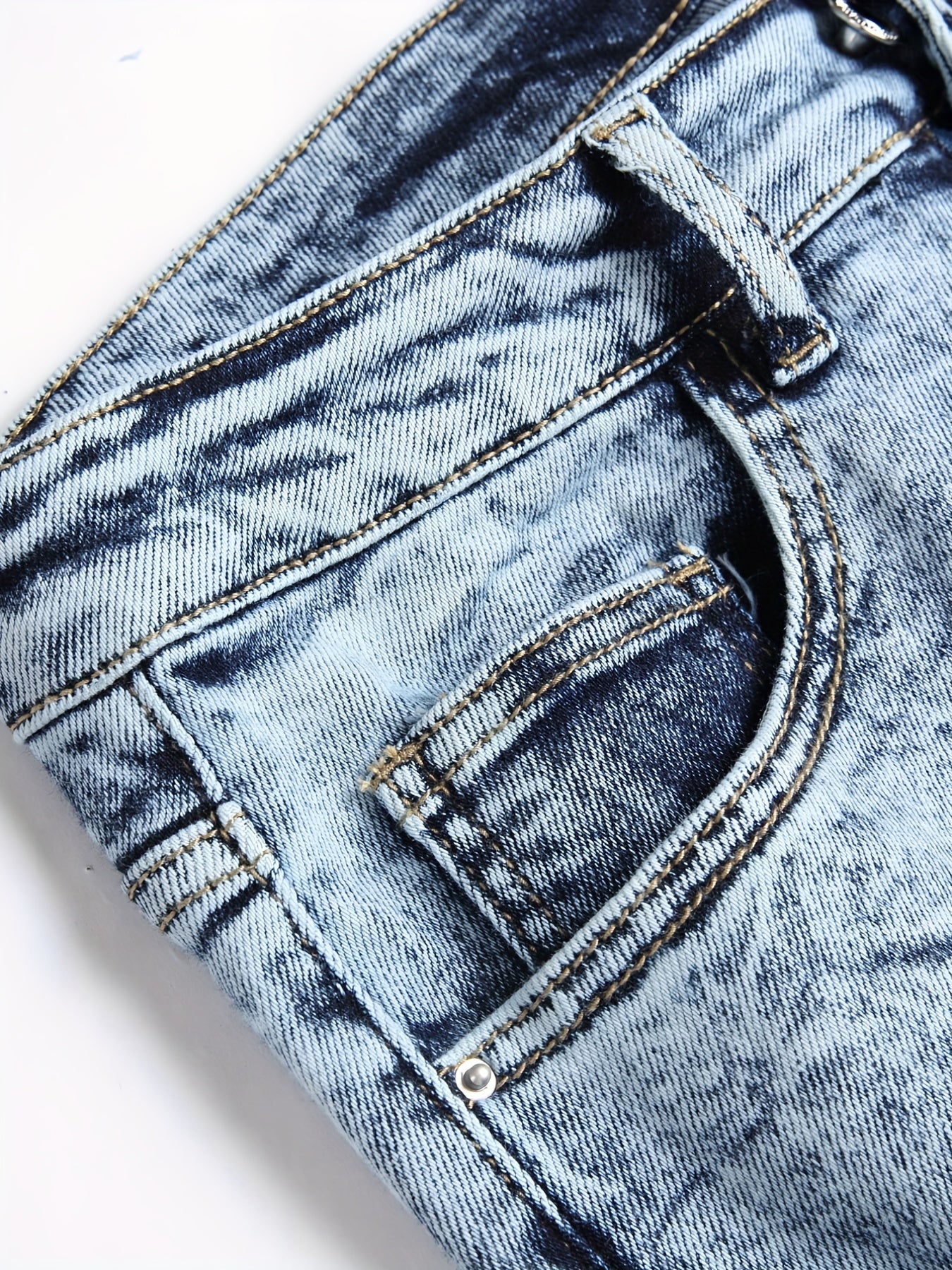 Slim Fit Ripped Denim Shorts Men's High Stretch Distressed D