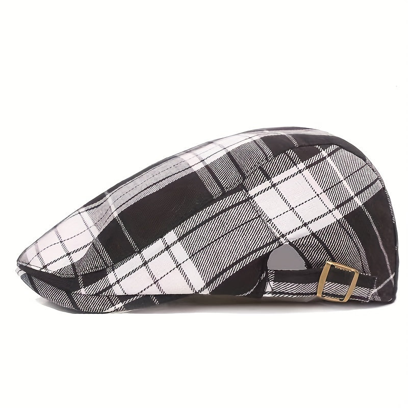 Men's Checkered Peaked Cap for Summer Sun Protection