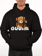 Teddy Bear Print Hoodie Men's Casual Graphic Pullover Hoodie