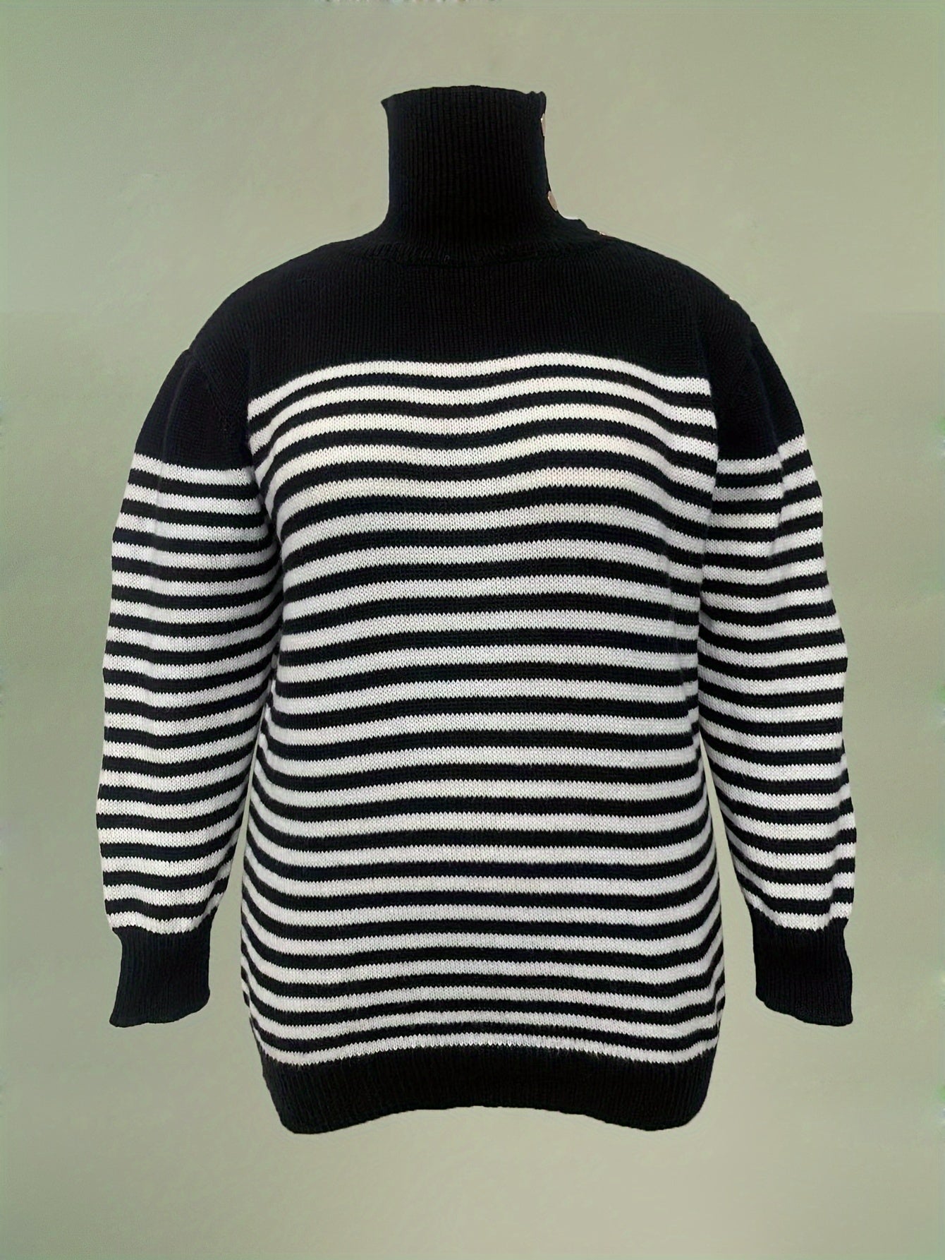 Stripe Print High Neck Jumper