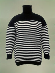 Stripe Print High Neck Jumper