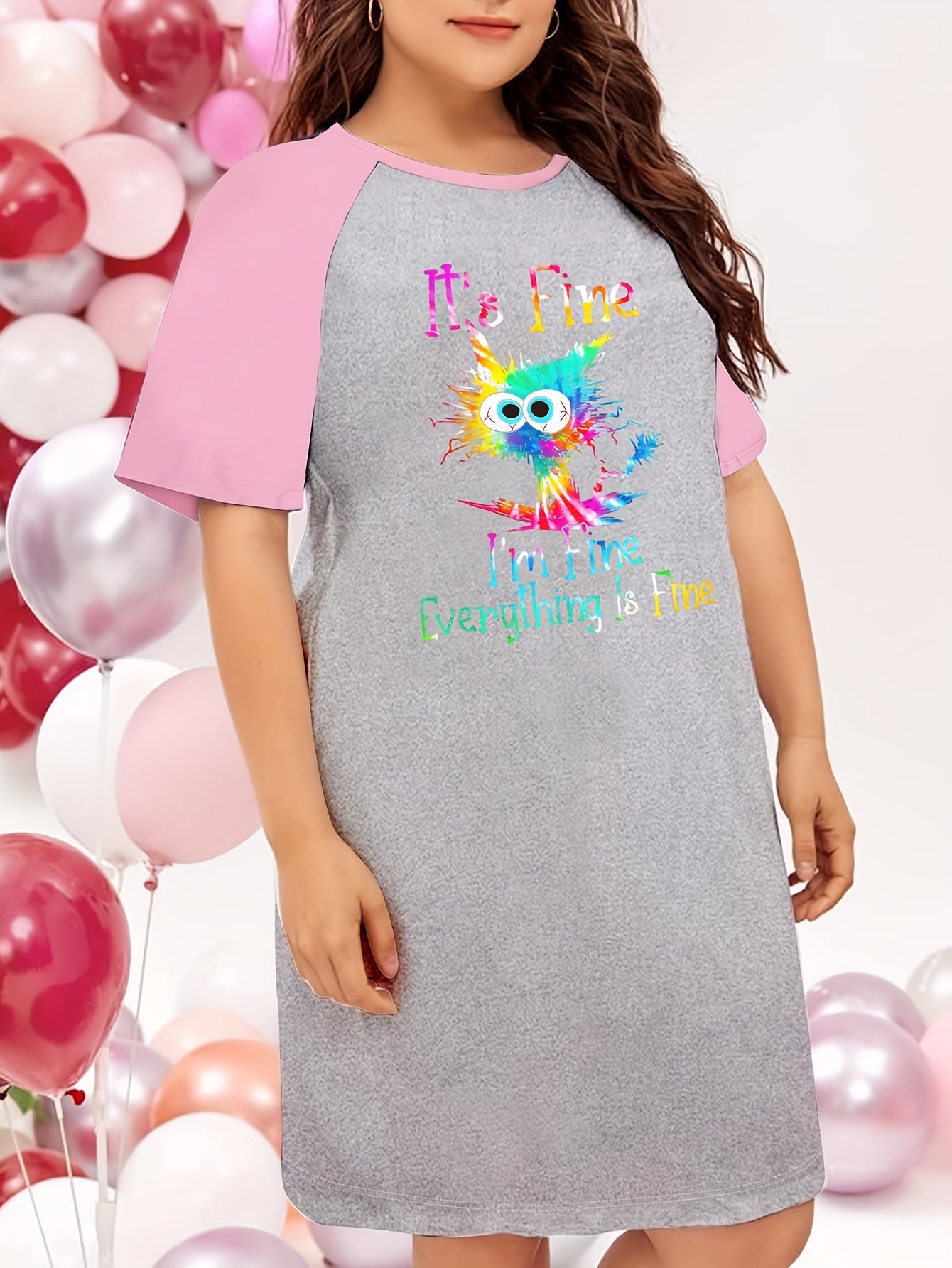 Ombre Cat Raglan Sleep Dress