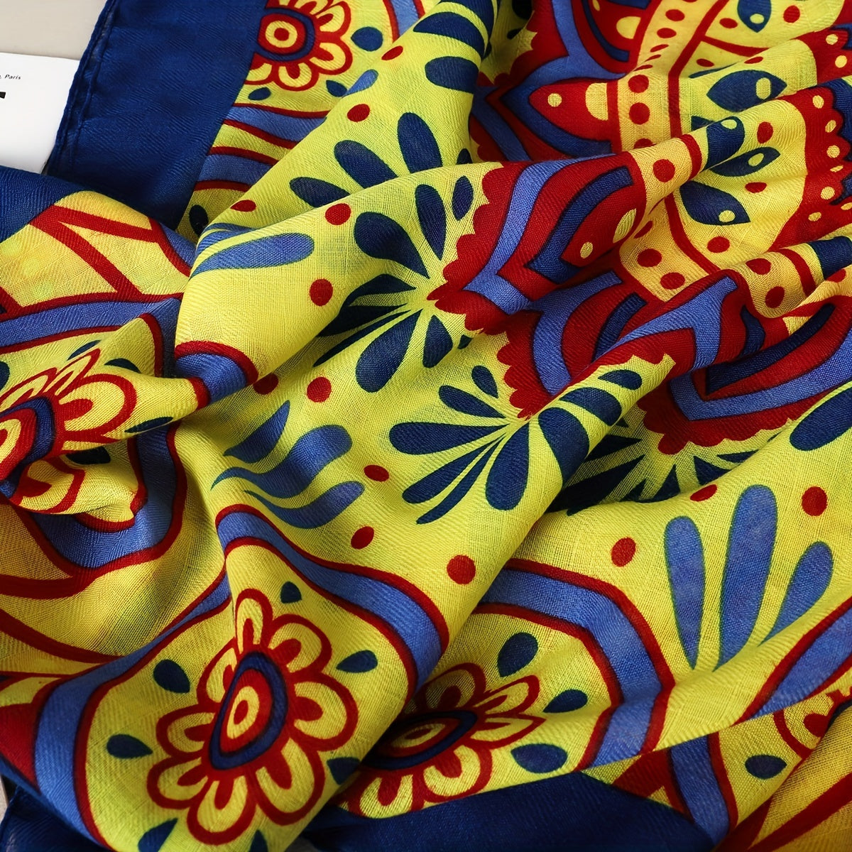 Boho Yellow Print Scarf Vintage Tassel Shawl Classic Windproof Head Large Towel