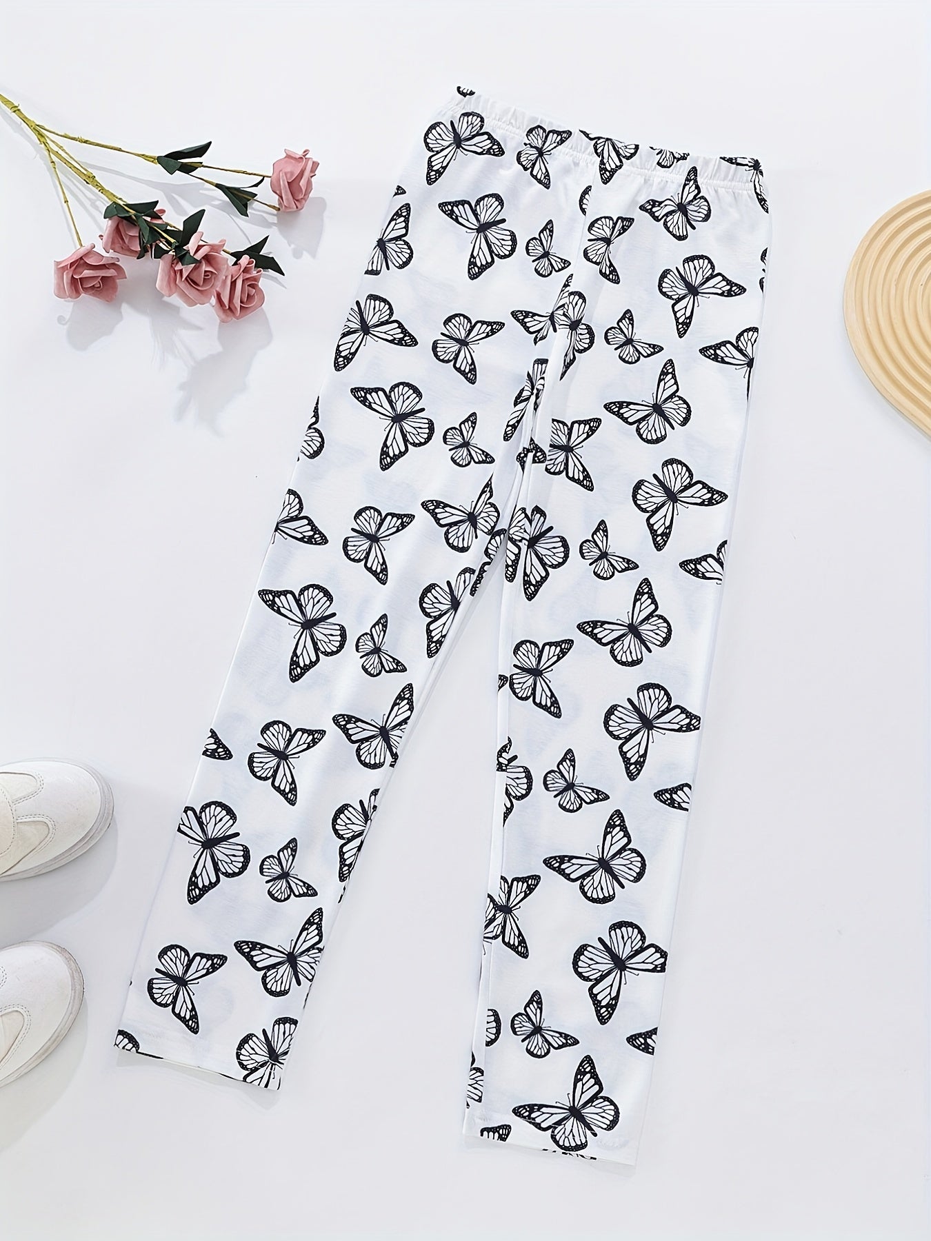 Girls Butterfly High Waist Slim Fit Yoga Pants