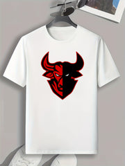 Evil Bull Print Men's Graphic T shirt for Summer