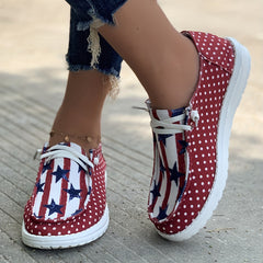 Women's Slip On Sneakers with Star & Dot Graphic Patchwork