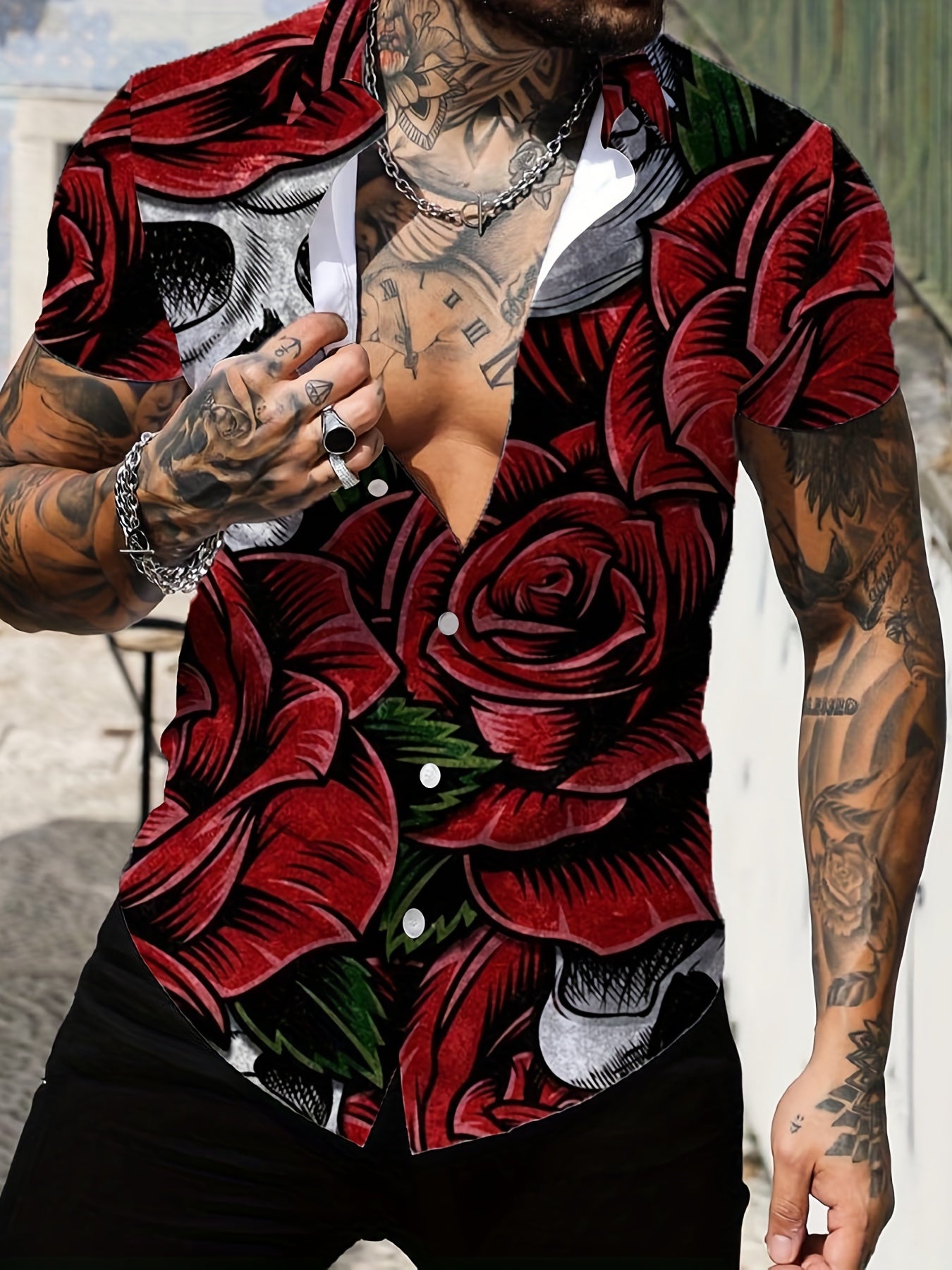 Coconut Tree Pattern Print Casual Short Sleeve Shirt Men's Hawaiian Shirt