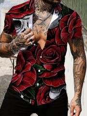 Coconut Tree Pattern Print Casual Short Sleeve Shirt Men's Hawaiian Shirt