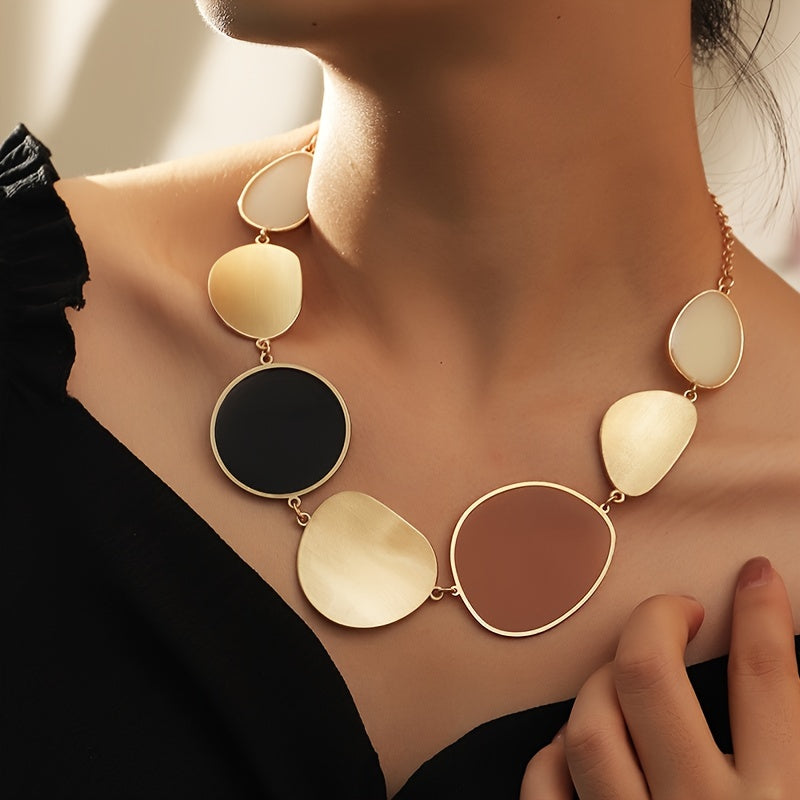 Minimalist Asymmetrical Colorblock Necklace Exaggerated Geometric Creativity