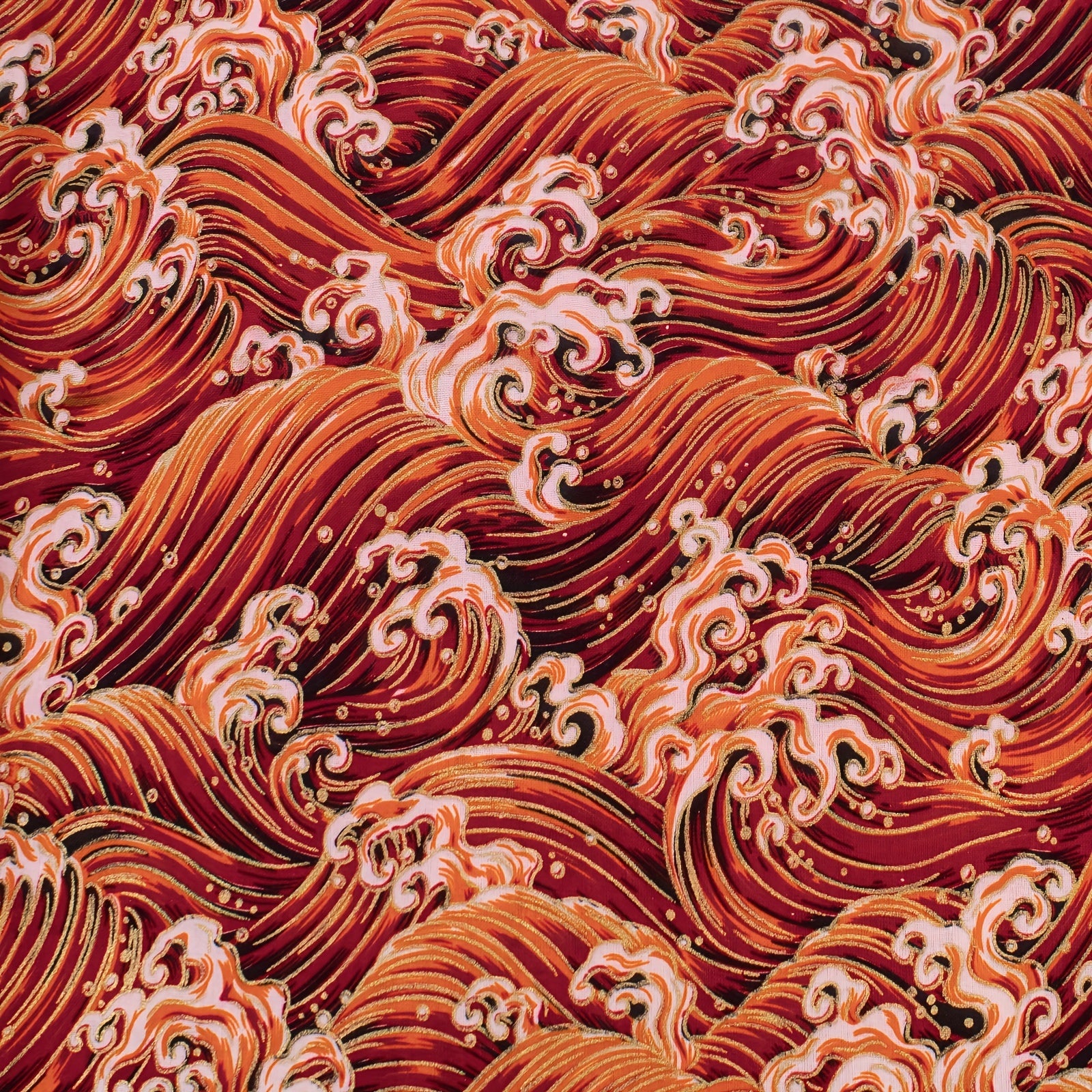 DIY Printed Fabric Bronzing Sea Wave Pattern Japanese Style Cotton Linen Fabric