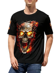 3D Skull Print Men's Graphic Active T-shirt Crew Neck Casual Tee for Summer