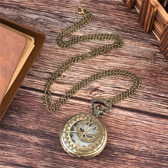 Vintage Bronze Astronomical Round Pointer Quartz Pocket Watch