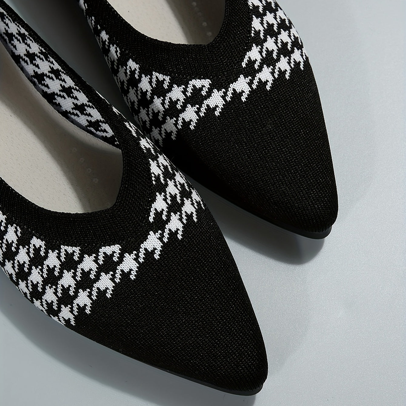 Women's Houndstooth Ballet Flats Soft Sole Shoes