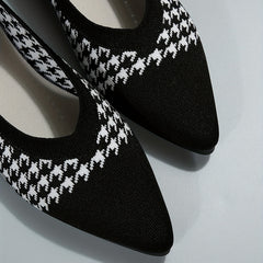Women's Houndstooth Ballet Flats Soft Sole Shoes