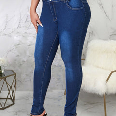 High Rise Skinny Jeans Women's High Stretch Denim Pants