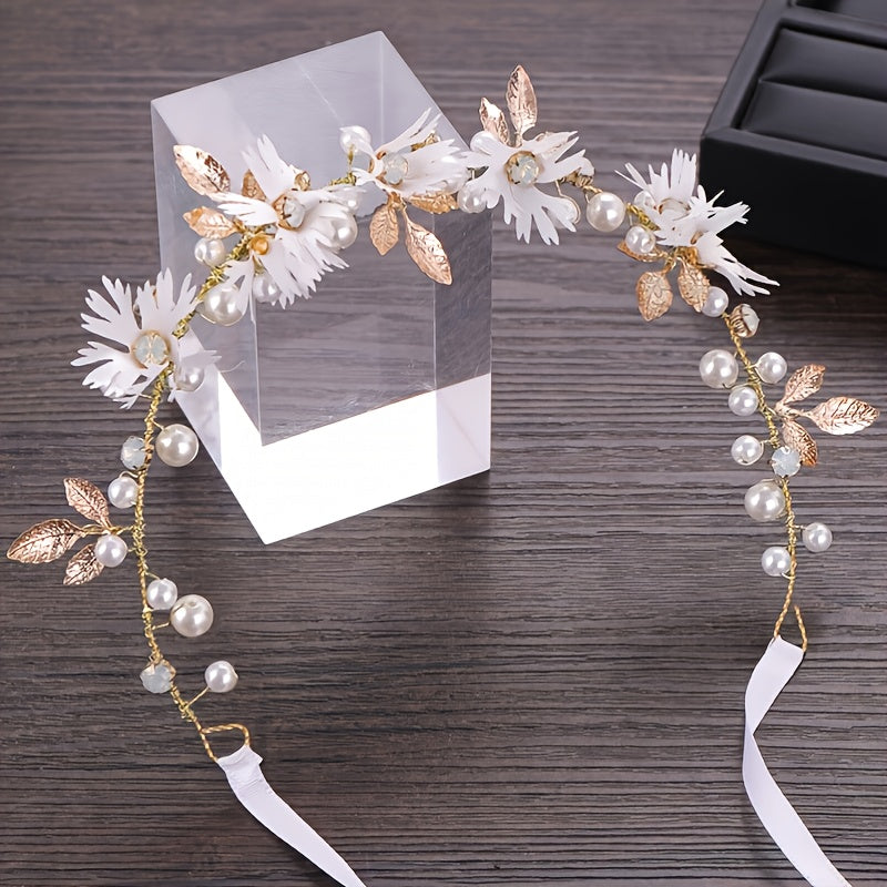 Bridal Hair Vines Crystal Pearls Wedding Headpiece