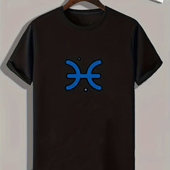 Pisces Print Men's Comfy T-shirt for Outdoor Summer