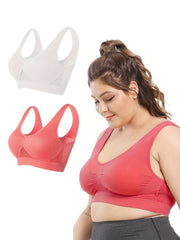 2 Pack Plus Size Seamless Wireless Sports Bra Set