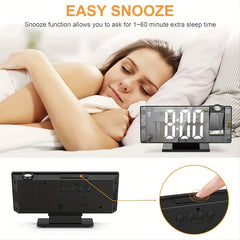 Multifunctional Digital Alarm Clock Projection LED Screen USB Charging