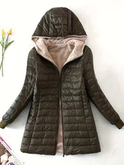 Hooded Slim Fit Fleece Padded Jacket Women's Winter Coat