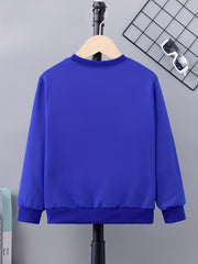 Boy's Letter Print Sweatshirt for Fall Winter Outdoor