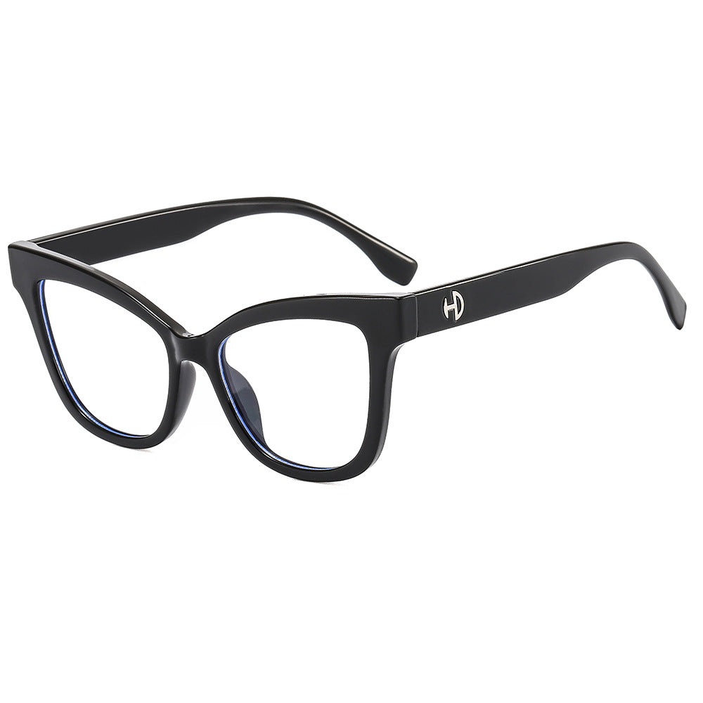 Cat Eye Oversized Spectacles Lenses Light Blocking Glasses Square Frame