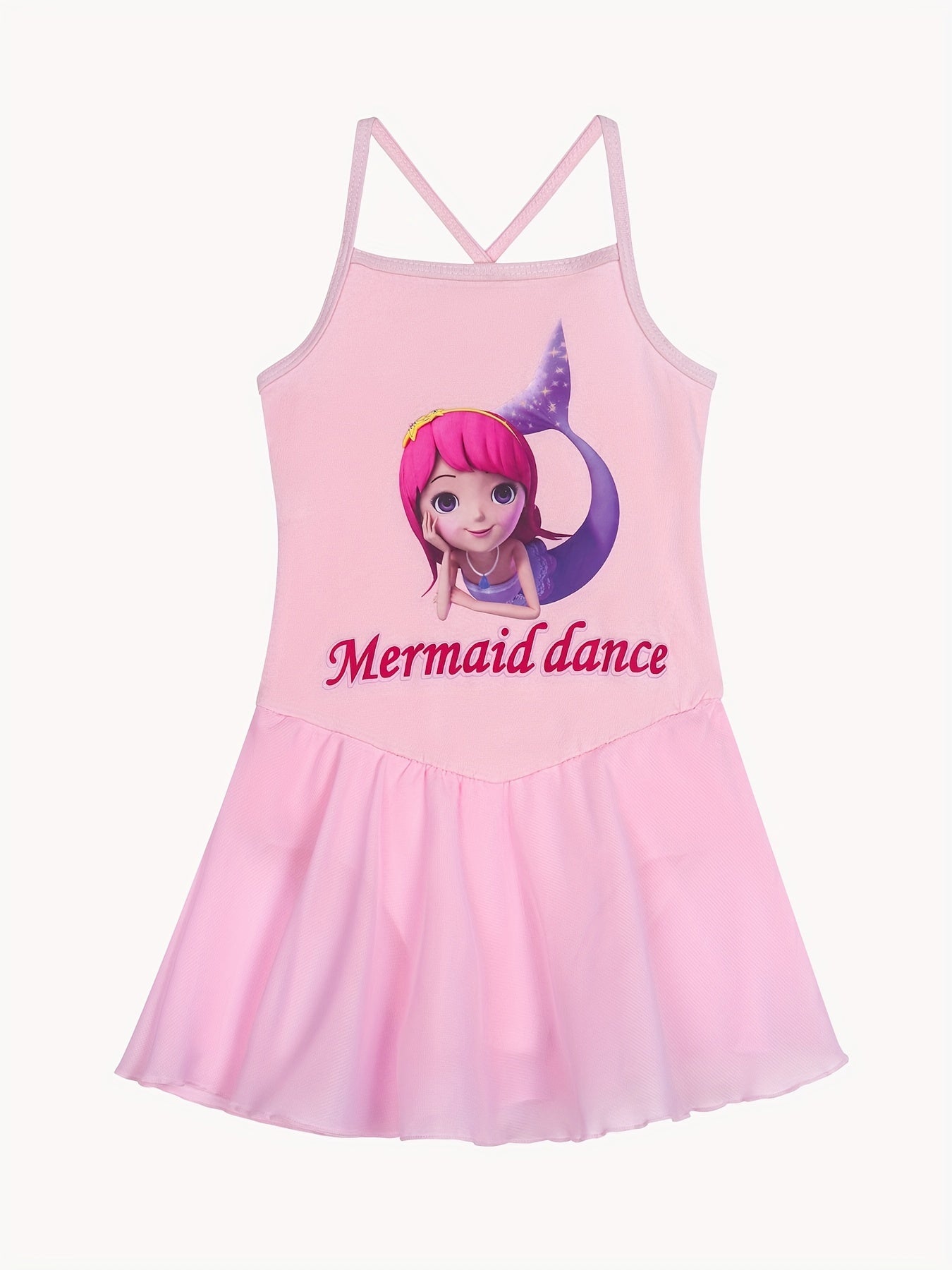 Cartoon Mermaid Ballet Skirt Cross Strap Dance Suit