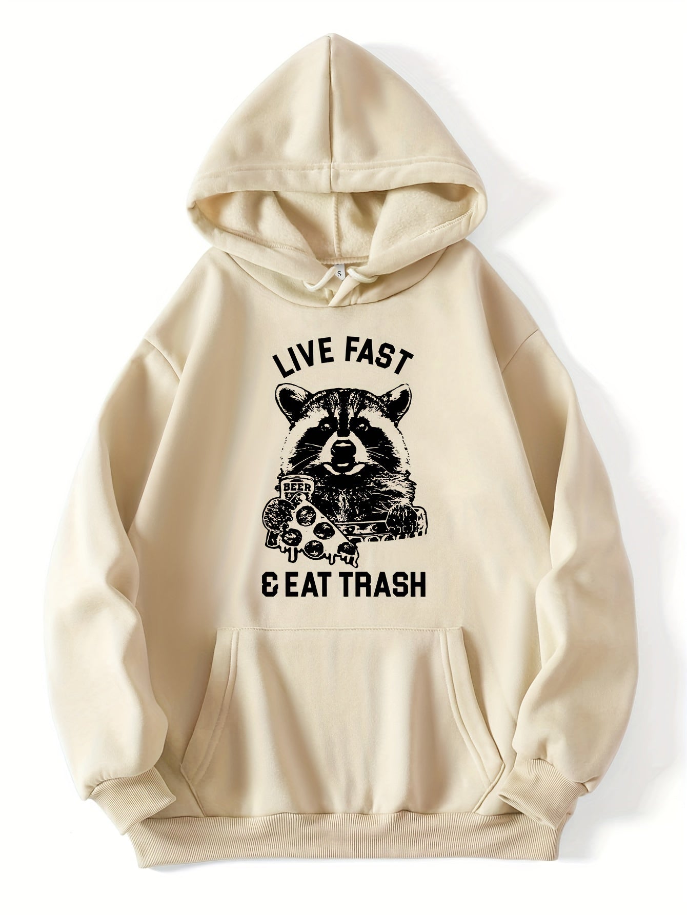 Bear Print Kangaroo Pocket Hoodie Long Sleeve Hoodies