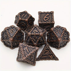 Dragon Scale Metal Dice Set 7-Piece Gift Set Rose Golden Purple