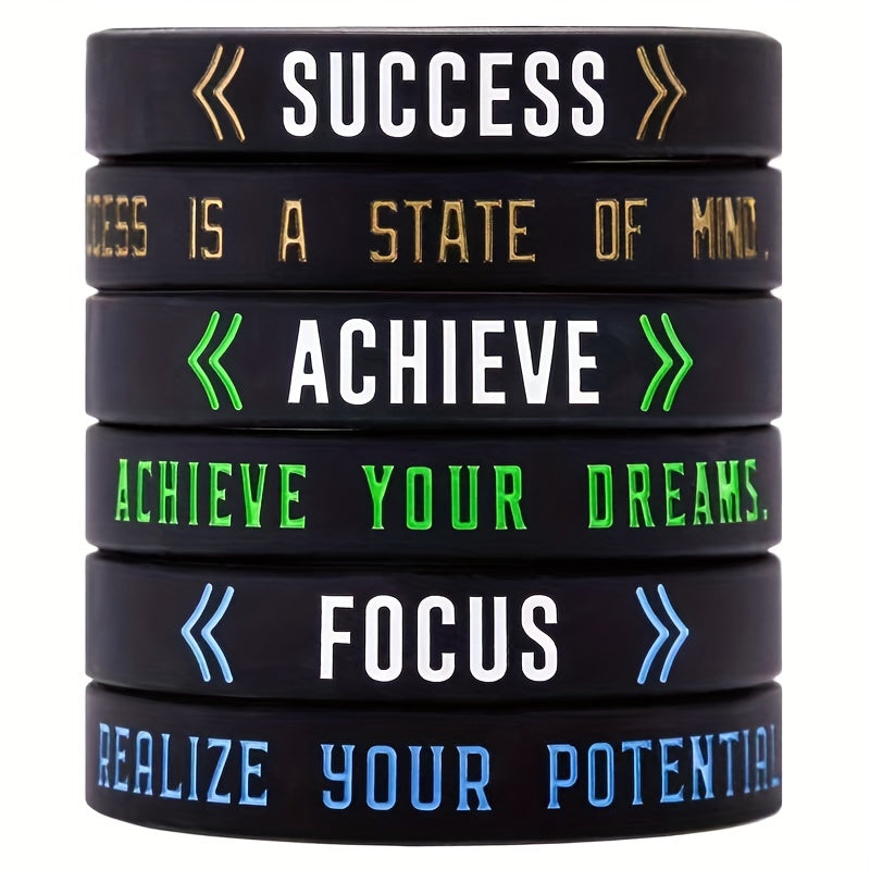 3Pcs Inspirational Success Rubber Bracelet Silicone Wristband