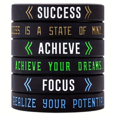 3Pcs Inspirational Success Rubber Bracelet Silicone Wristband
