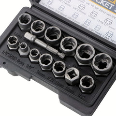 14-Piece Impact Bolt & Nut Remover Set - Cr-Mo Bolt Extractor Tool Set