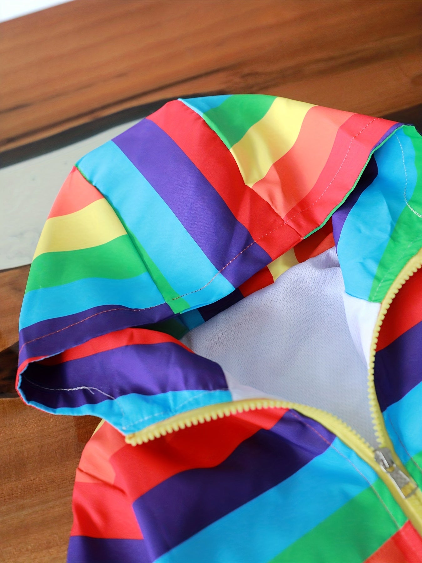 Boys Rainbow Windbreaker Hooded Jacket Zip Up Coat