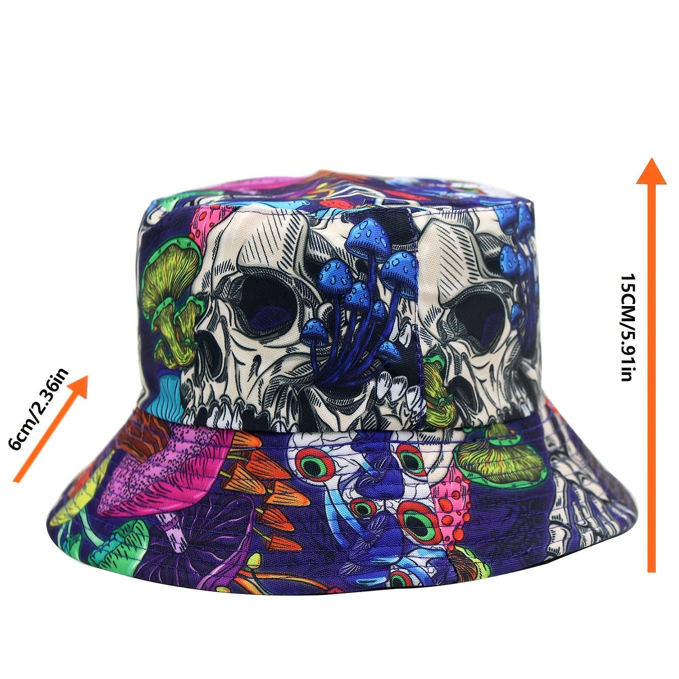 Skull Mushroom Print Bucket Hat Men's And Women's Outdoor Sunshade Hat