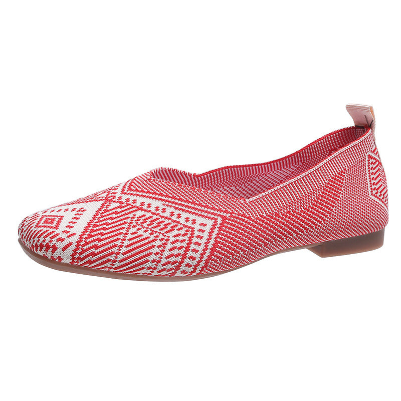 Geometric Pattern Slip on Flat Shoes Ultra Light Soft Sole Women's Ballet Shoes
