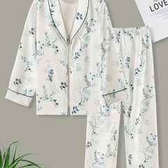 Floral Lounge Set Long Sleeve Top & Pants Women's Loungewear