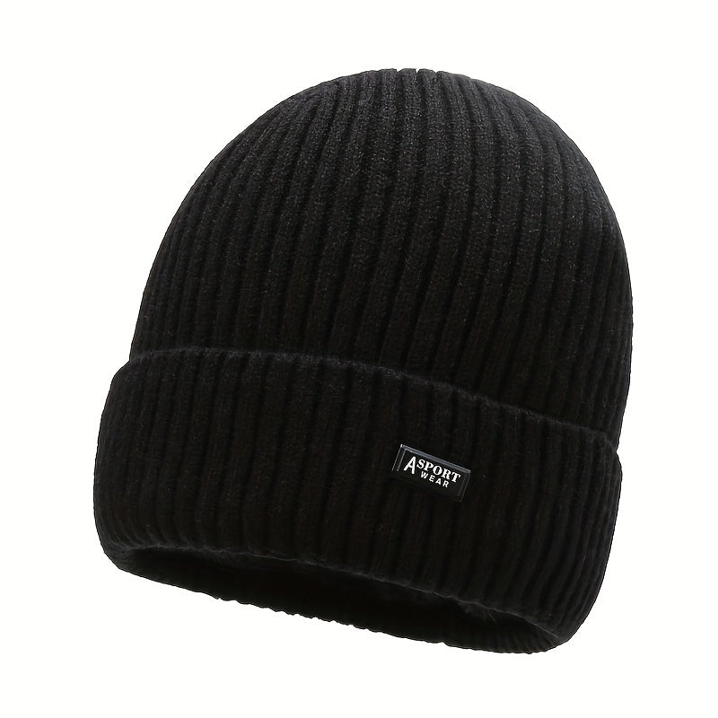 Winter Solid Plus Velvet Warm Knitted Hat For Autumn And Winter