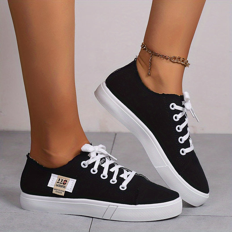 Women's Low Cut Canvas Shoes Lace Up Casual Sneakers Lightweight Comfortable