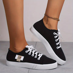 Women's Low Cut Canvas Shoes Lace Up Casual Sneakers Lightweight Comfortable